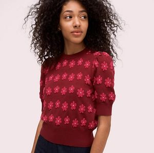 Short Sleeve Floral Sweater